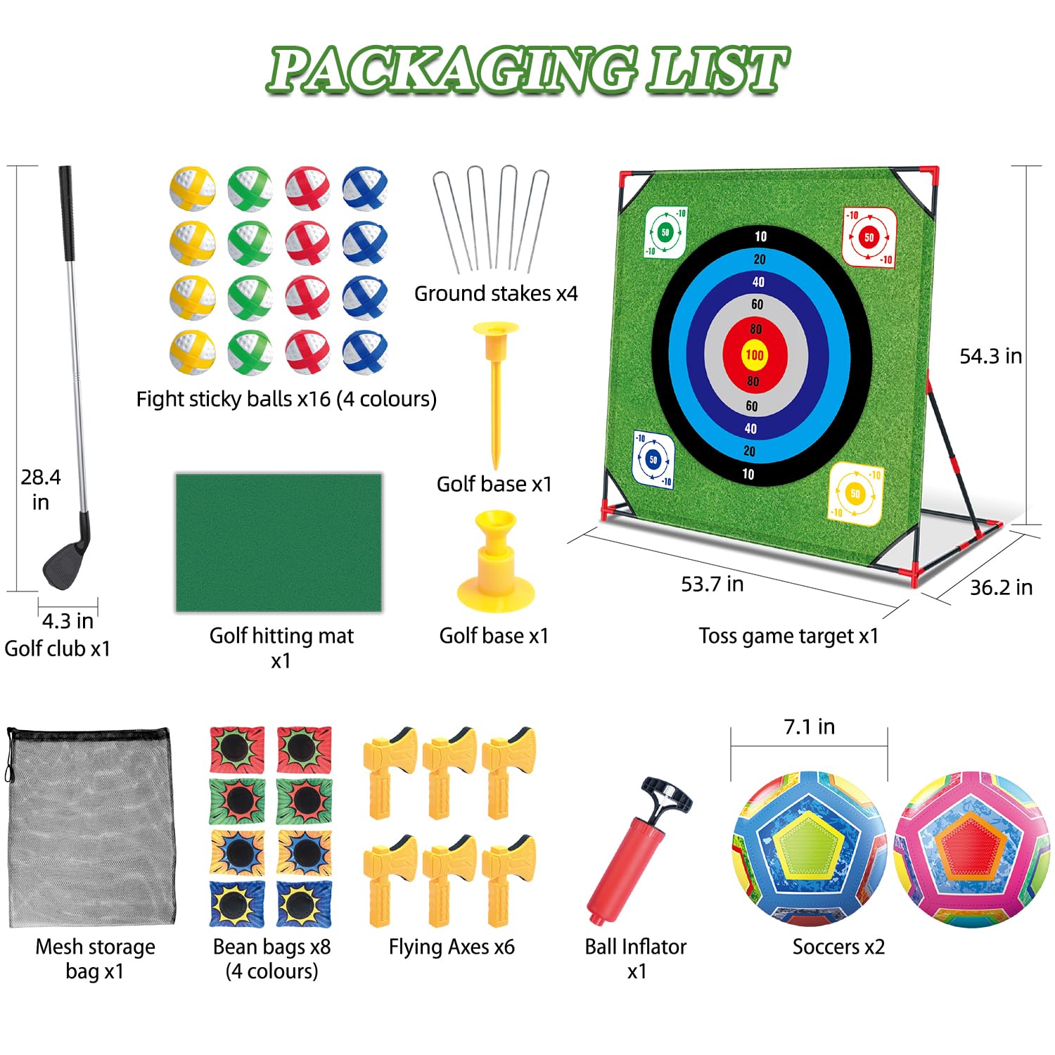 Mostop soccer balls included for mixed-challenge play and target accuracy