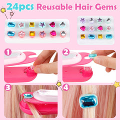 MOTAWEEK gem stamper application creates instant decorative accents on hair.