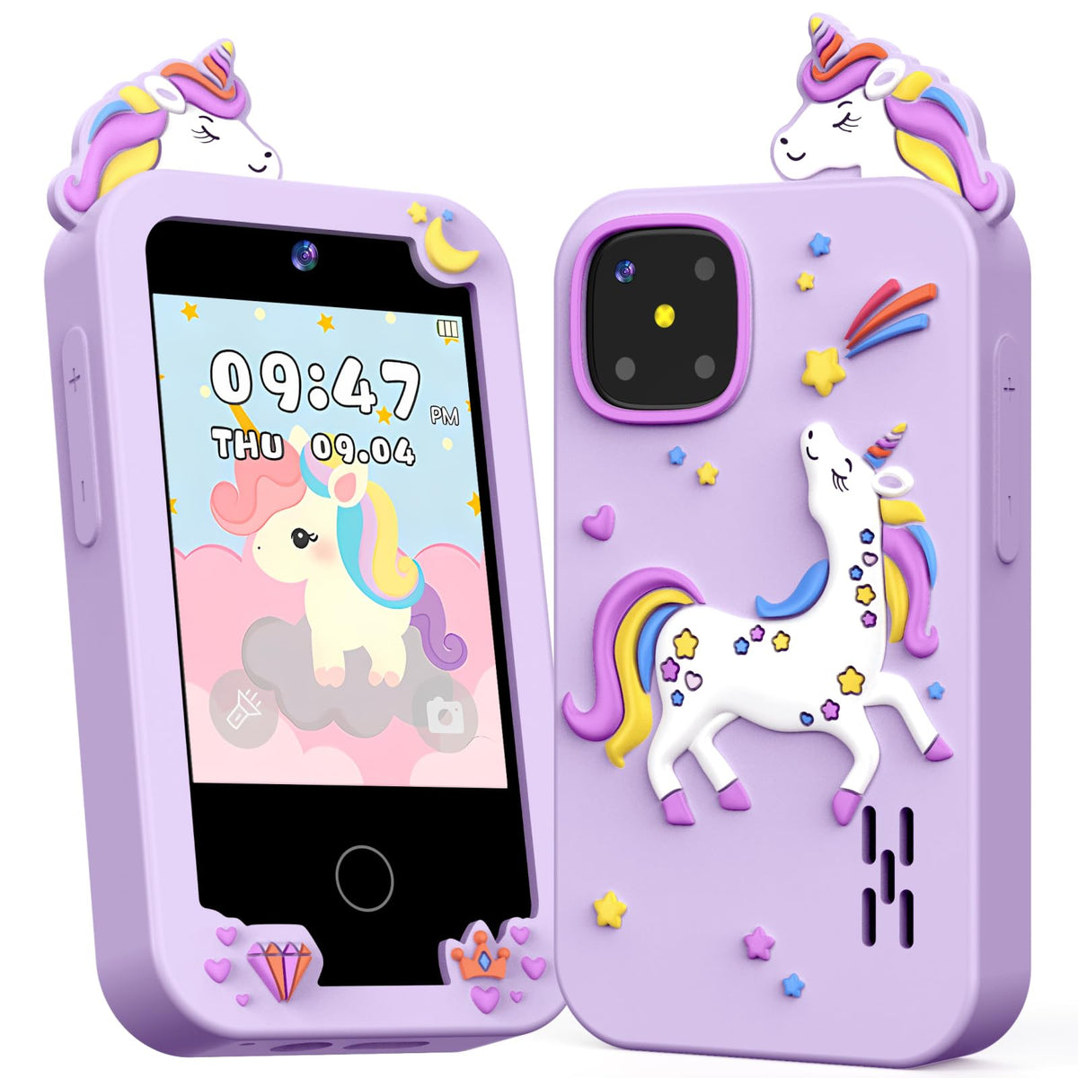 MOTCTQVD kids smart phone toy front camera for playful selfies and vlogging