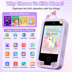 MOTCTQVD kids smart phone toy rear camera for memories on the go