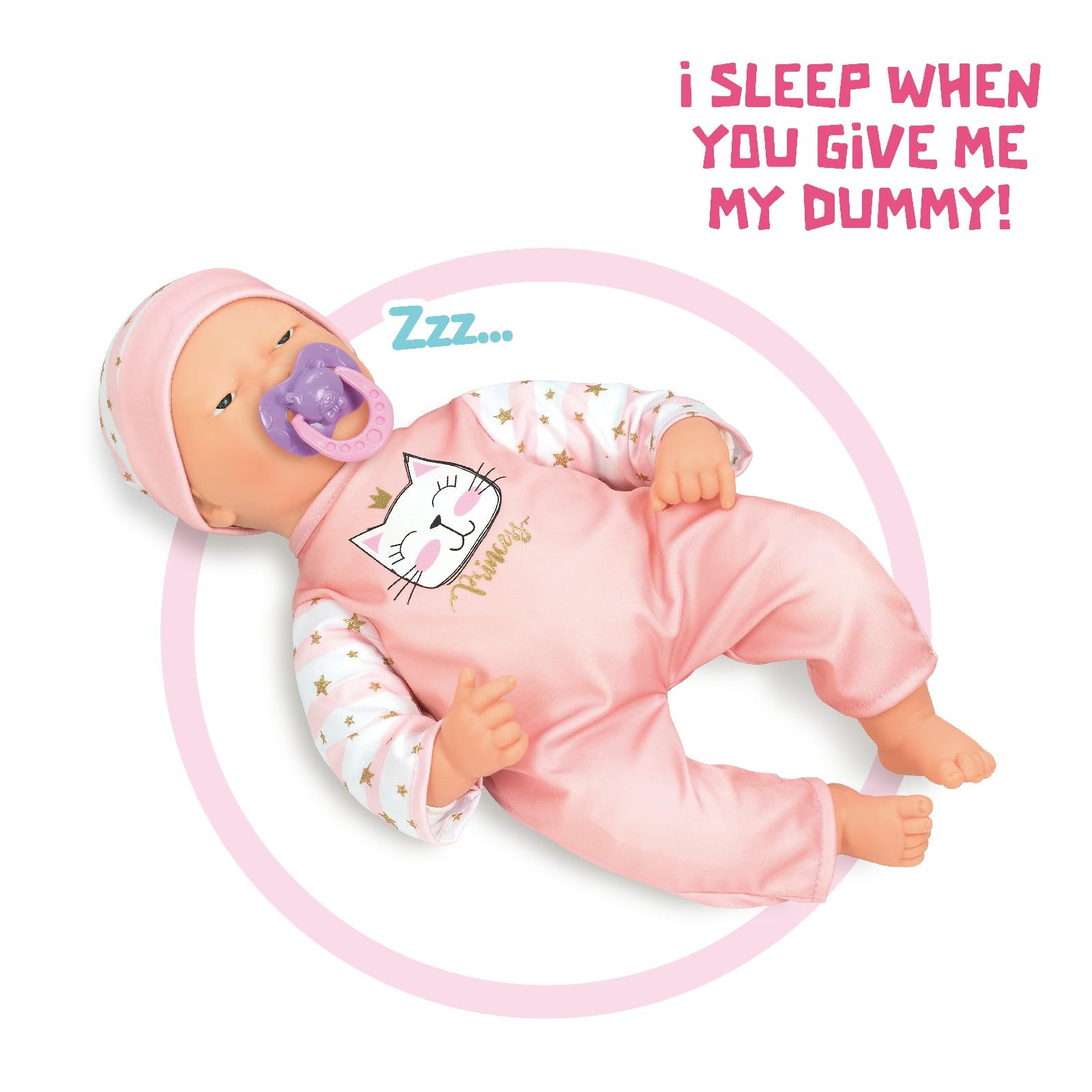 Mother Love crying baby doll to inspire responsive caregiving during play.