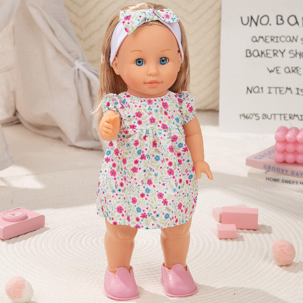 Mother Love singing doll prompts cheerful songs when pressed on chest.