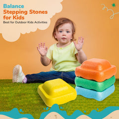 Motherly Haven Balance Stones used as a side-by-side balance beam for steady steps.