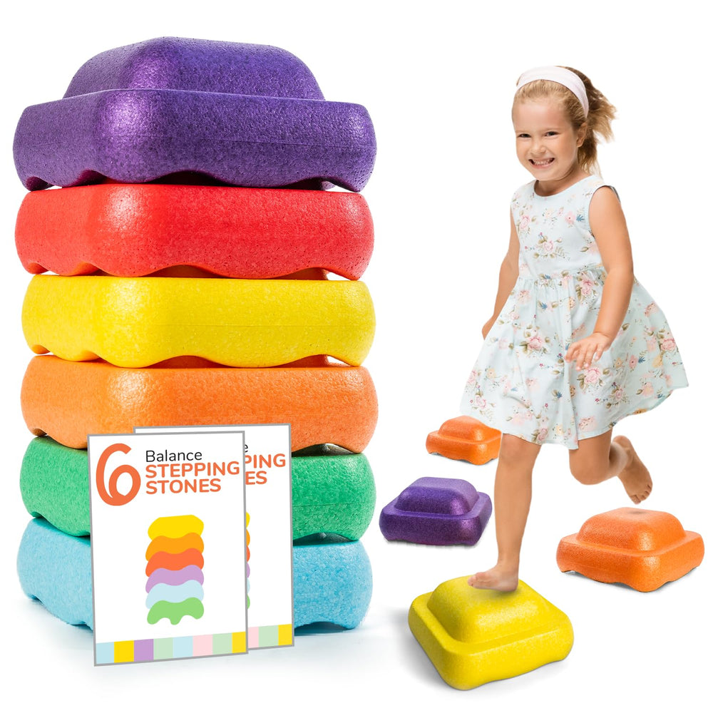 Motherly Haven Balance Stones stacked for imaginative play and balance practice.