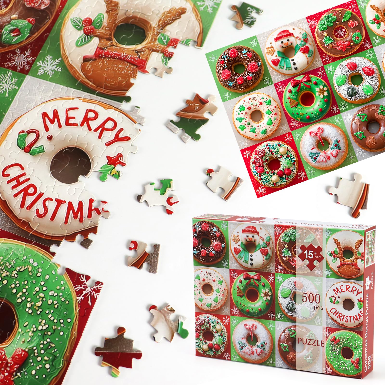 Motiloo donuts puzzle includes a Merry Christmas donut for seasonal celebration.