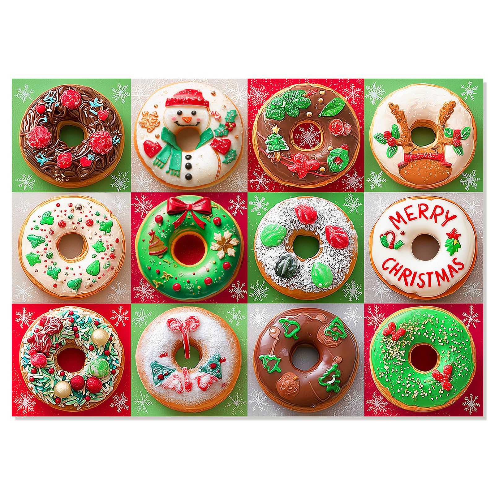 Motiloo Christmas donuts puzzle shows nine decorated donuts for a cozy family game night.