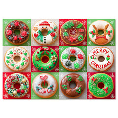Motiloo Christmas donuts puzzle shows nine decorated donuts for a cozy family game night.