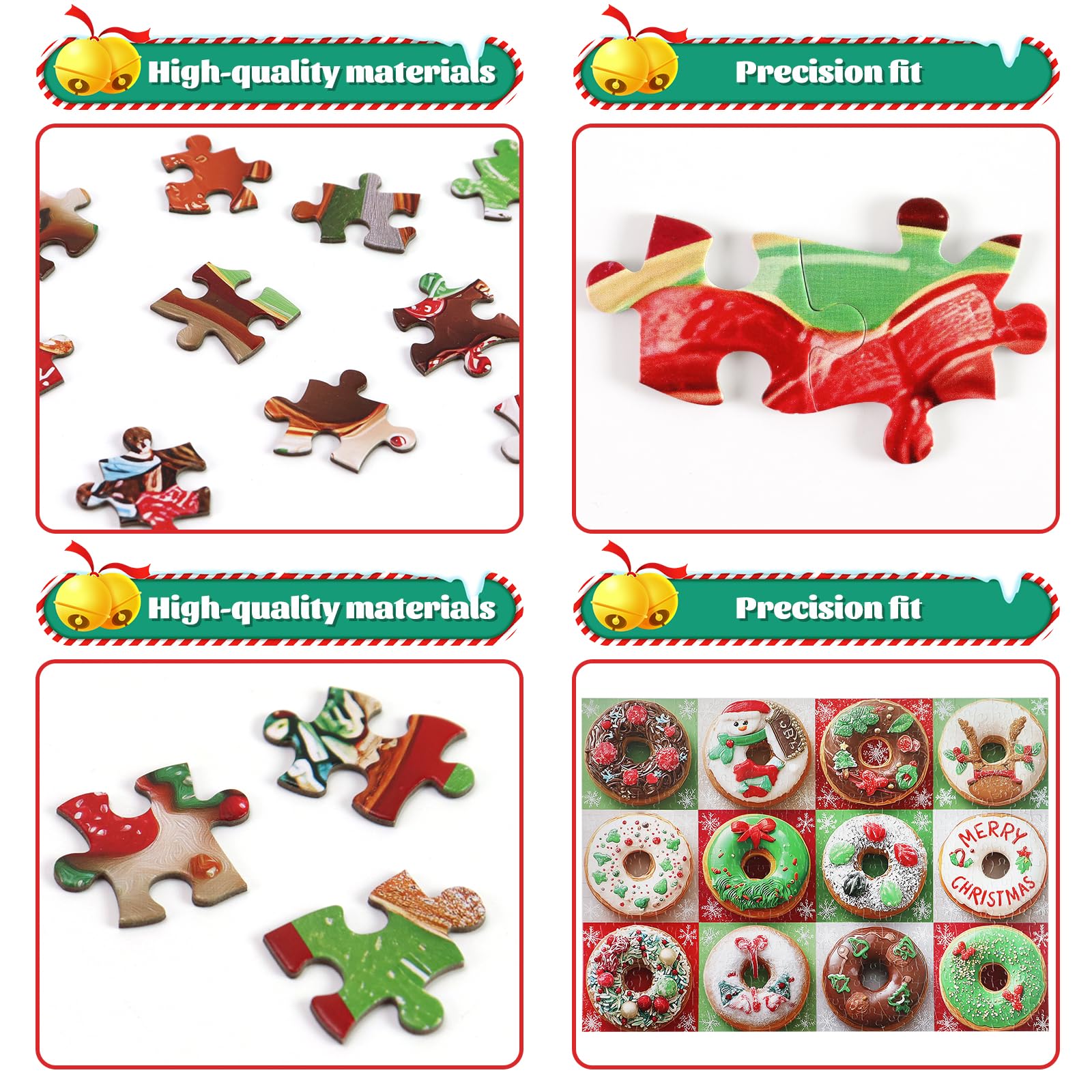 Motiloo donuts puzzle highlights candy canes for festive concentration during winter evenings.