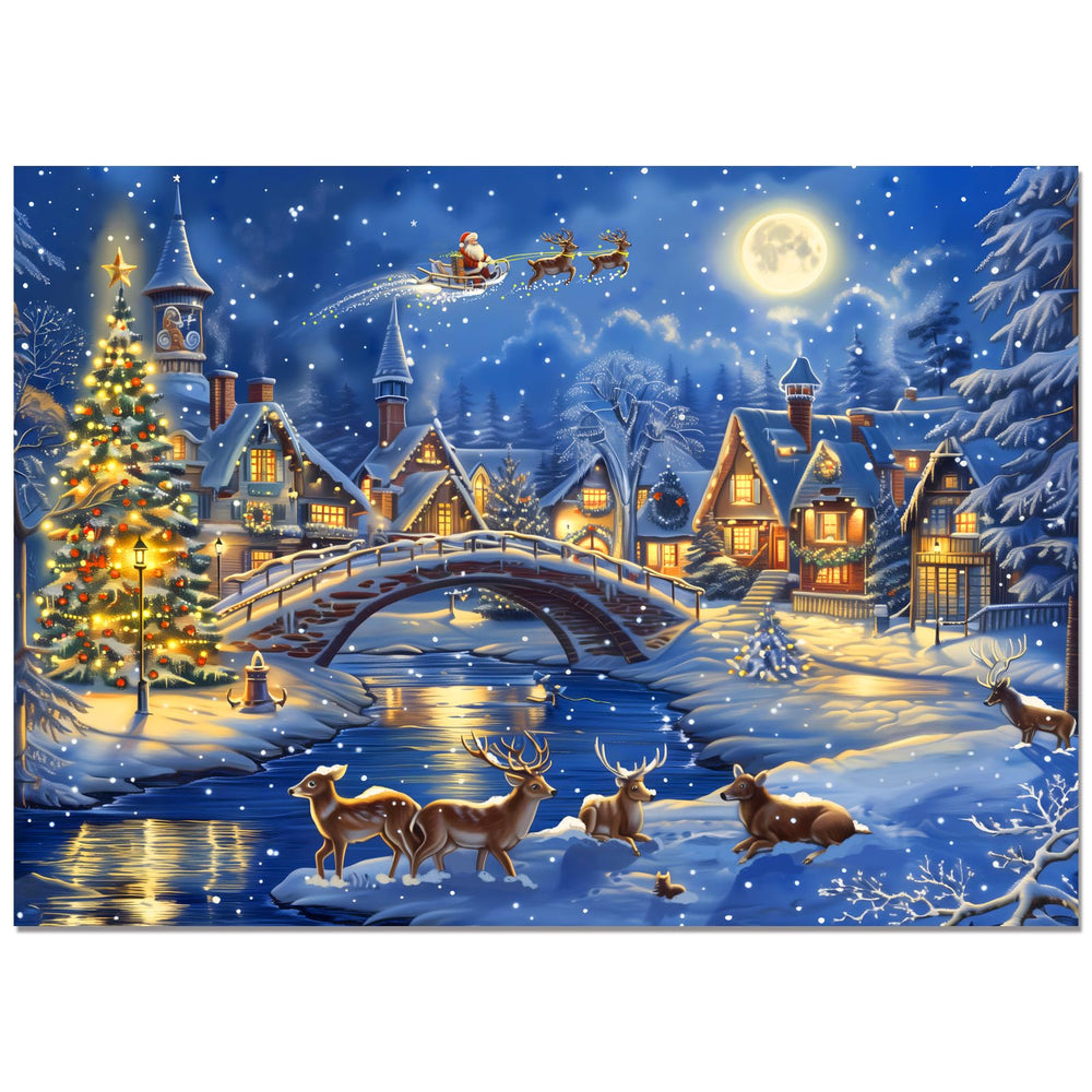 Motiloo Christmas Puzzle 500 Pieces: snowy winter town scene for family bonding