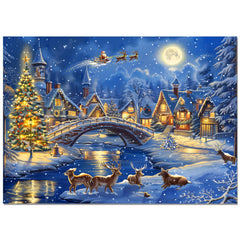 Motiloo Christmas Puzzle 500 Pieces: snowy winter town scene for family bonding