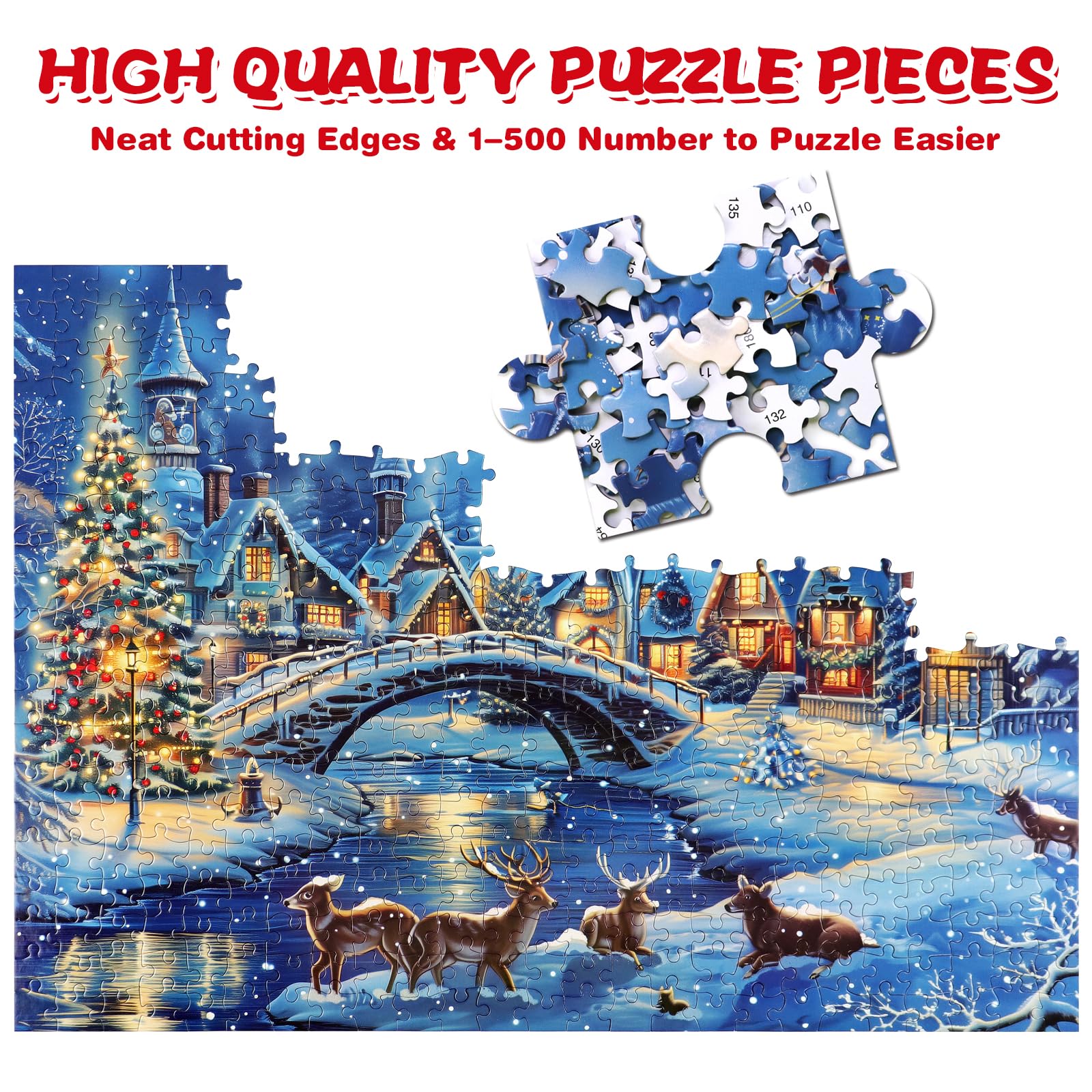 Motiloo puzzle features a stone bridge over a frozen river for cozy evenings