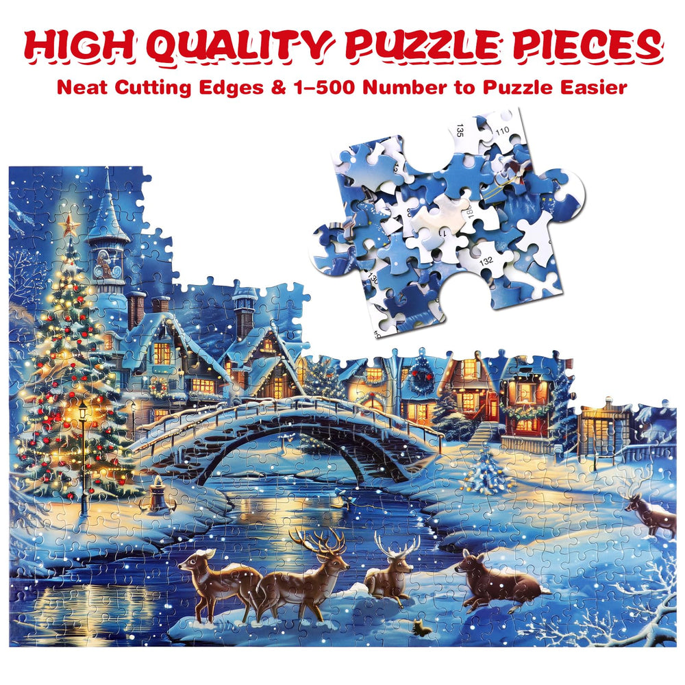 Motiloo puzzle features a stone bridge over a frozen river for cozy evenings