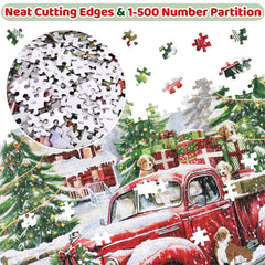 Motiloo winter scene dogs poster inside guides your puzzle session.