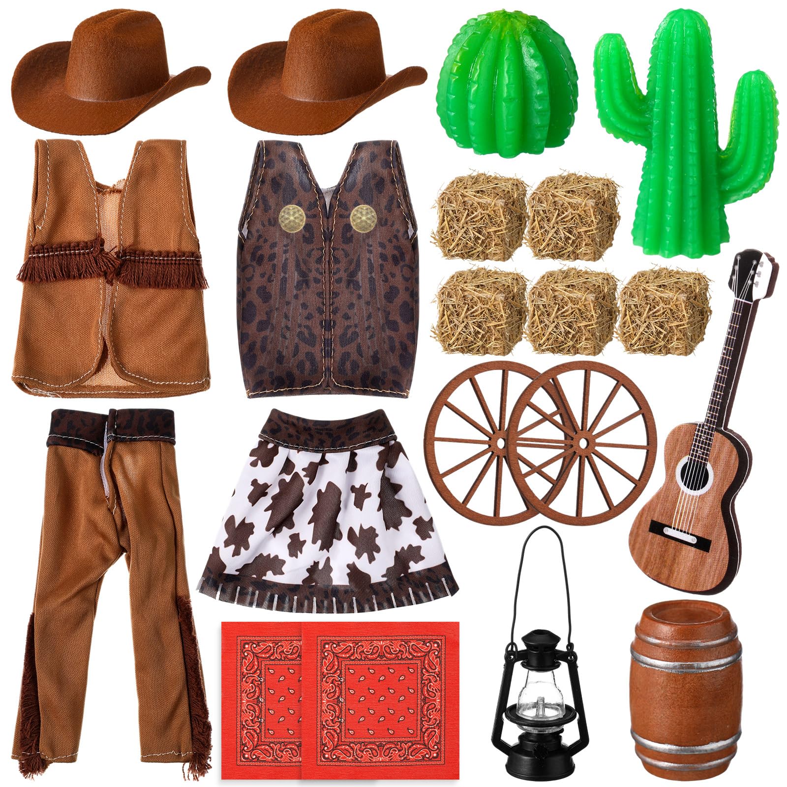 Motionchic Christmas elf cowboy costume set for kids, ideal for dress-up play