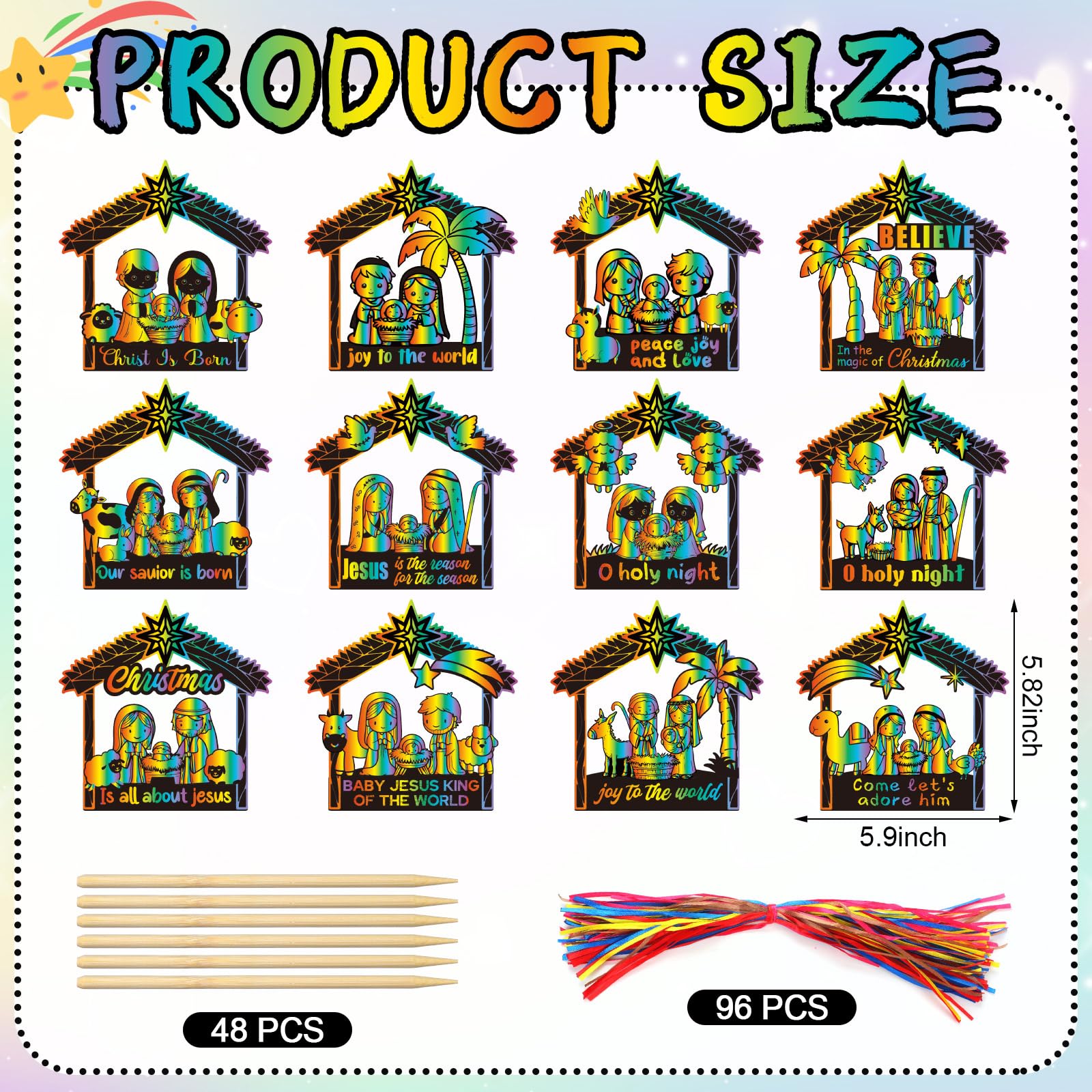 Motipuns colorfully designed nativity cards ready for color reveal