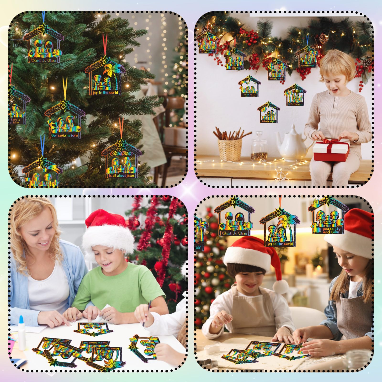 Motipuns hanging nativity ornaments kit for tree or wall decor