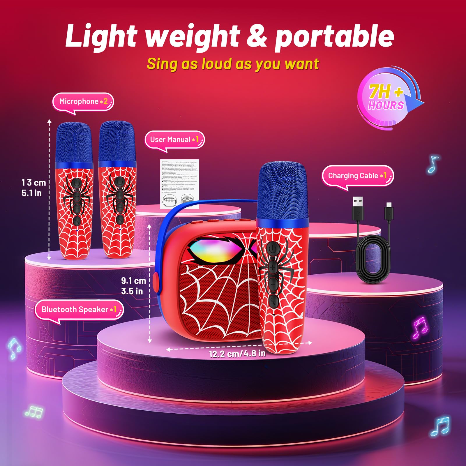 Motivekit mini karaoke two mics enables duets during family performances.