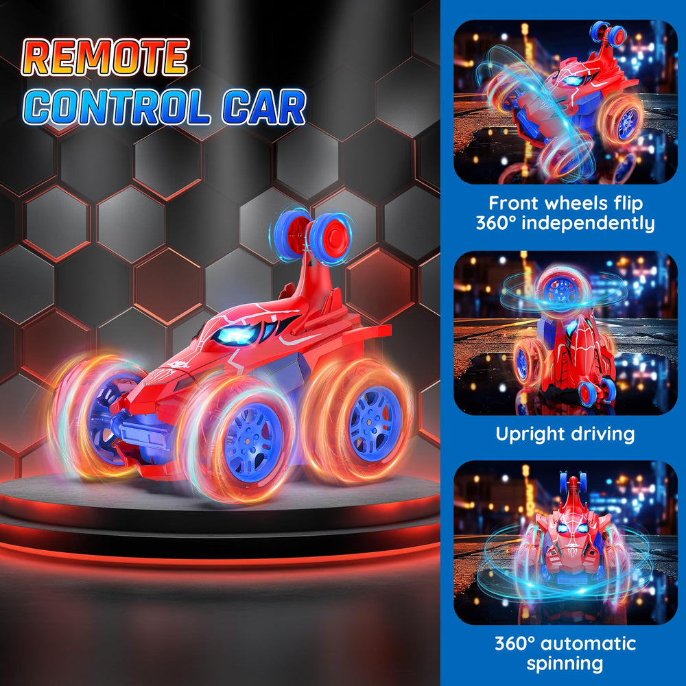 Motivekit Spider RC car colorful lights enhance nighttime play and visibility.