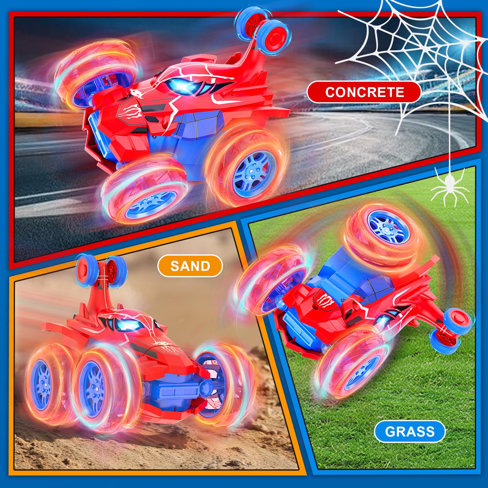 Motivekit Spider RC car USB charging cable enables quick, convenient recharging.
