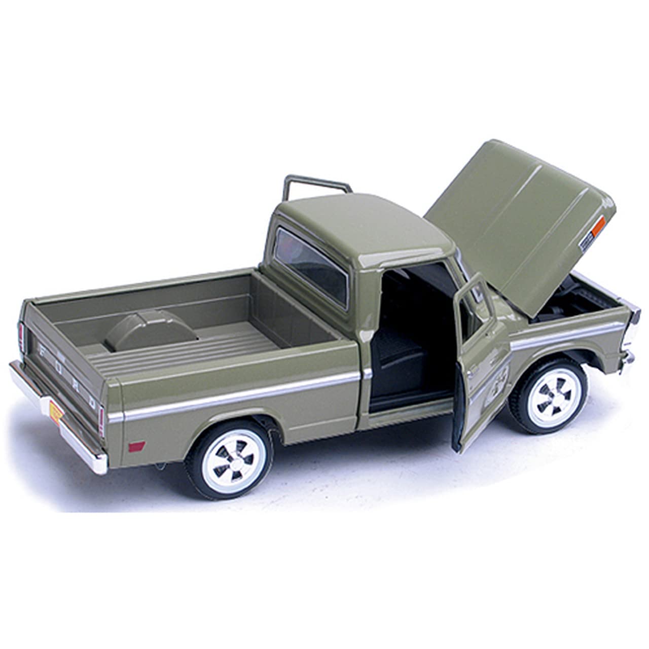 Motormax 1969 Ford F-100 Green diecast door-open view for added realism