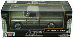Motormax 1969 Ford F-100 Green diecast side profile for display