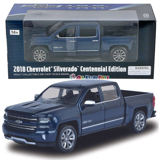 Motormax 2018 Chevrolet Silverado LTZ Centennial diecast with blue window box display