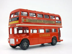 Motormax London Double Decker Bus model, top view, glossy finish and crisp markings