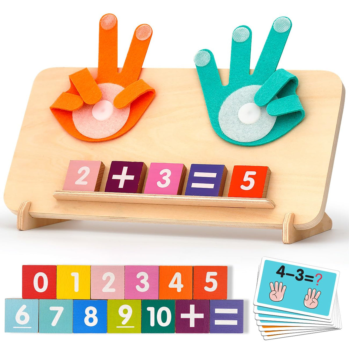 MOTREE wooden finger board for preschool math play and fine motor practice.