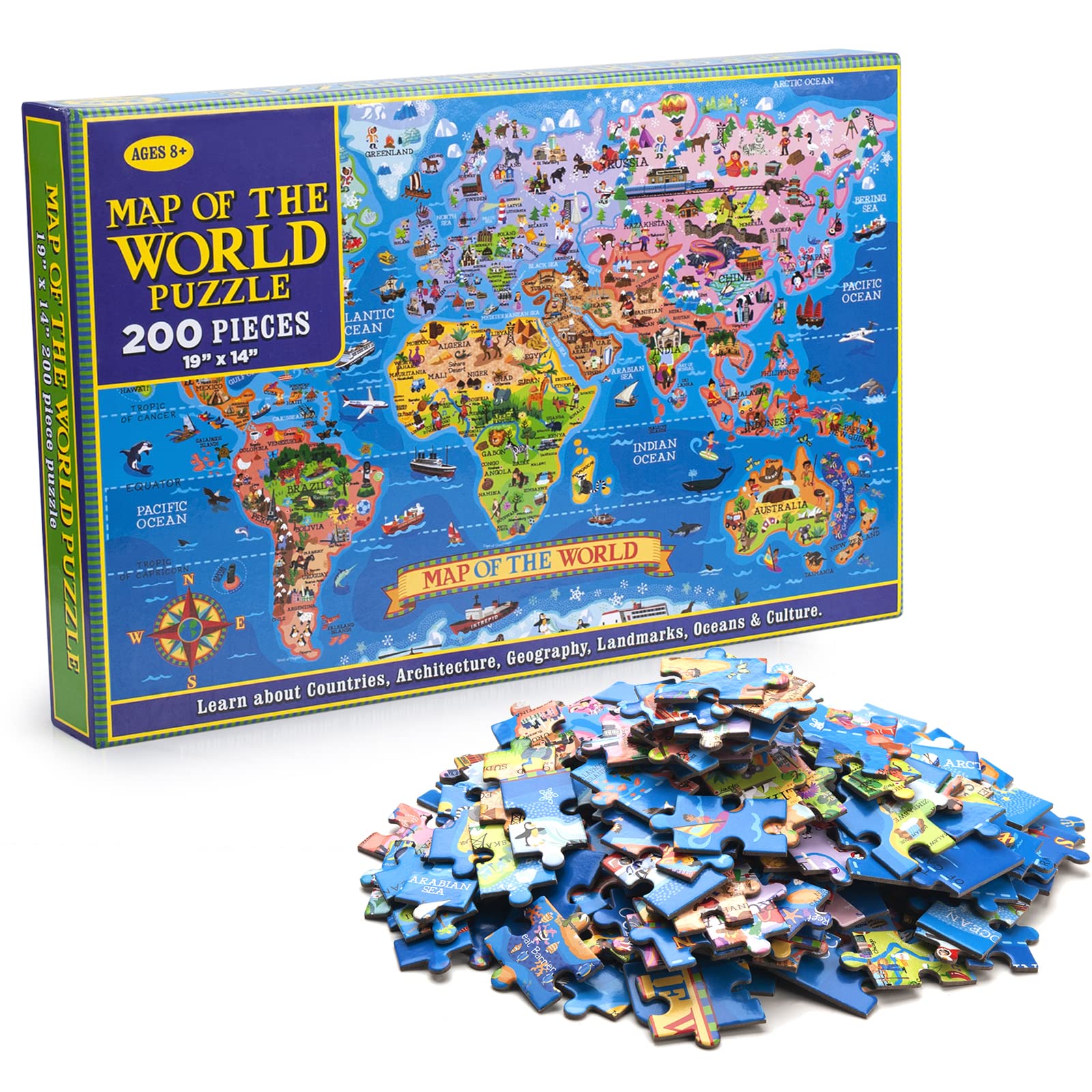 MOTYAWN World Map Puzzle box showcases the full set for geography discovery.