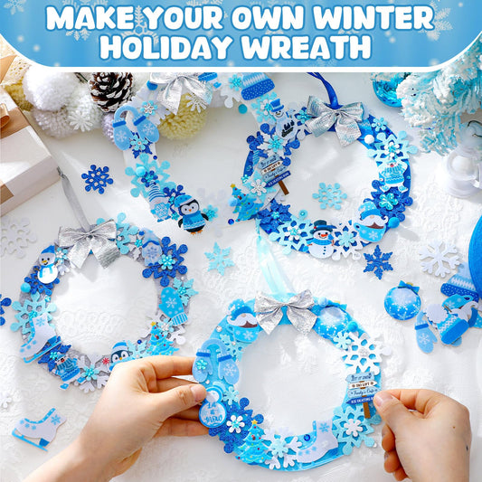 Moucuny DIY wreath assembly in progress, inspiring family bonding through crafts