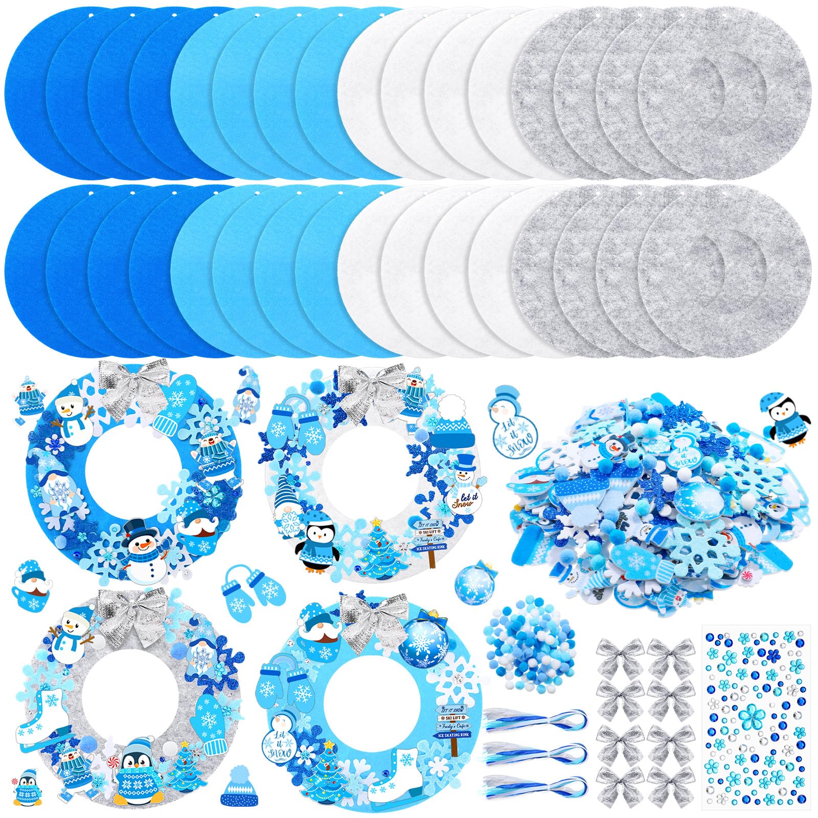 Moucuny winter wreath kit contents laid out for creative holiday decorating ideas