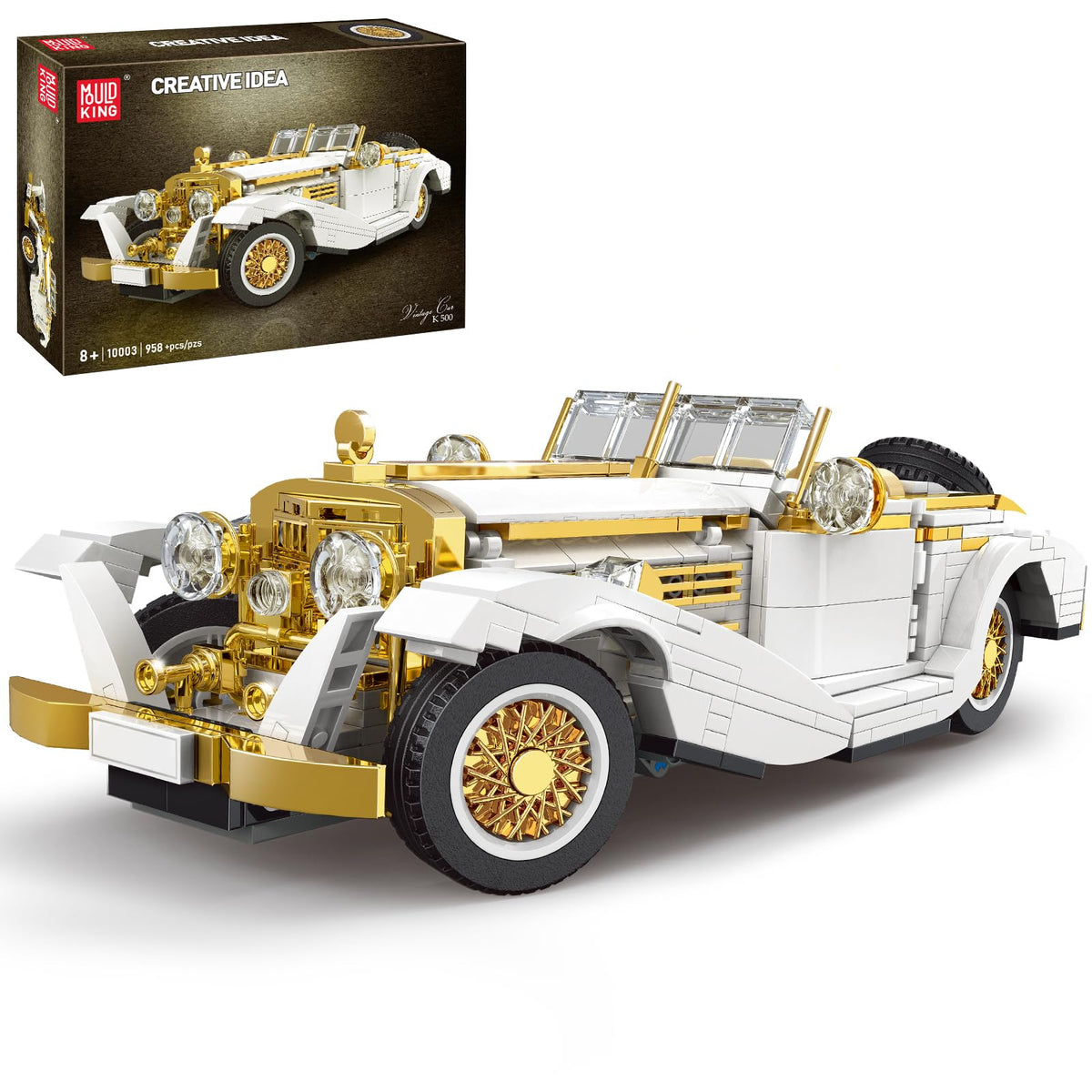 Mould King 10003 classic car chassis shown for display and collection