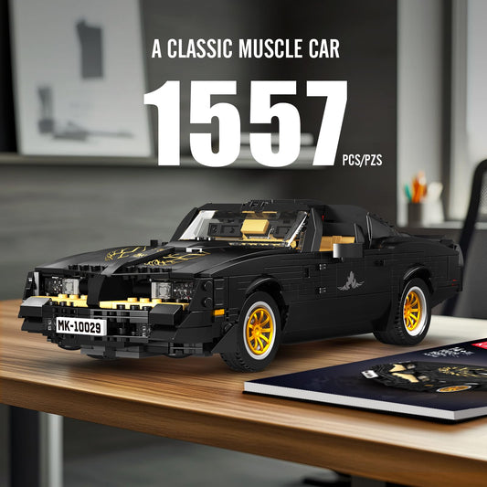 Mould King 10029 car model, side profile, classic vintage look for shelf display.