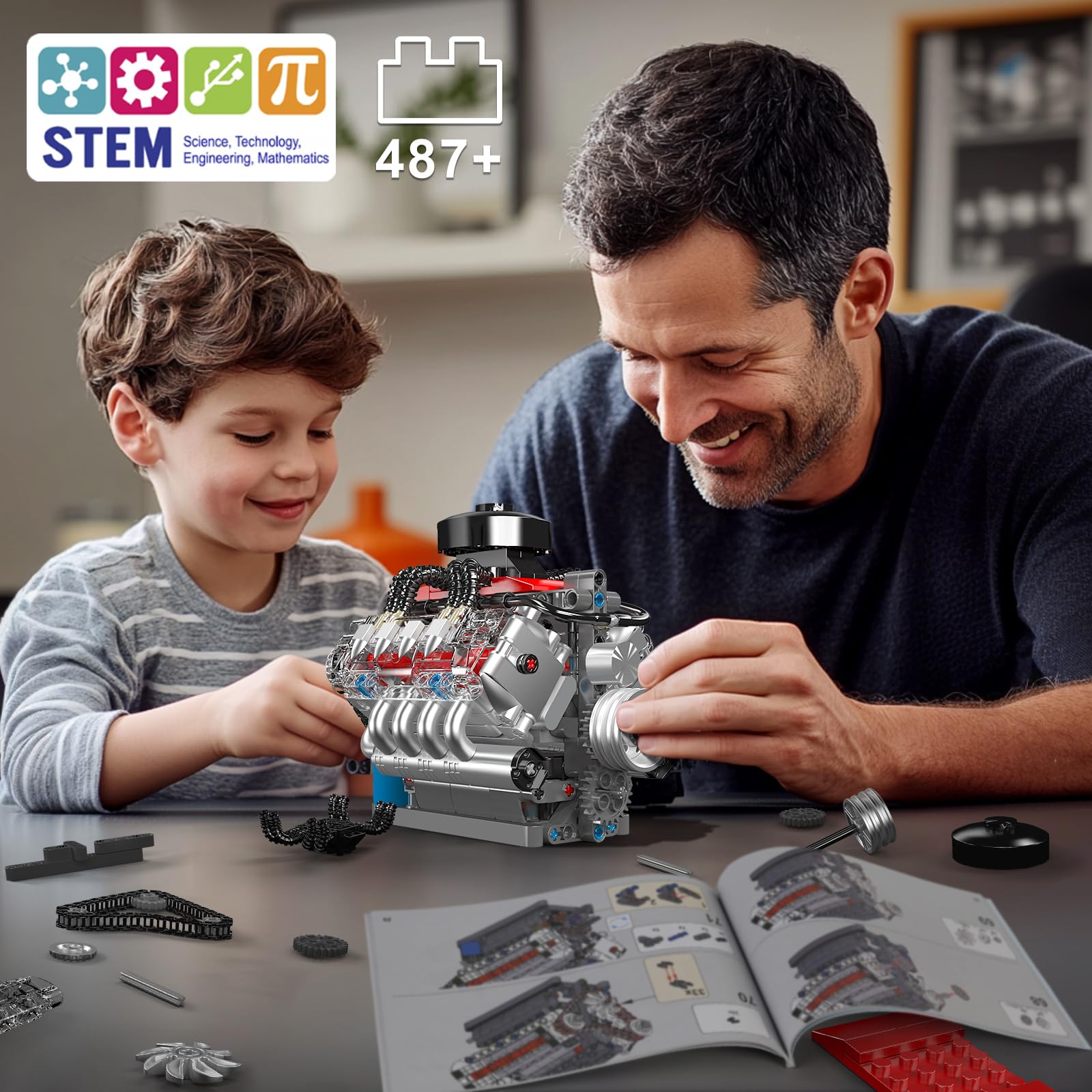 Mould King 10171 turbochargers and exhaust system detail for realism
