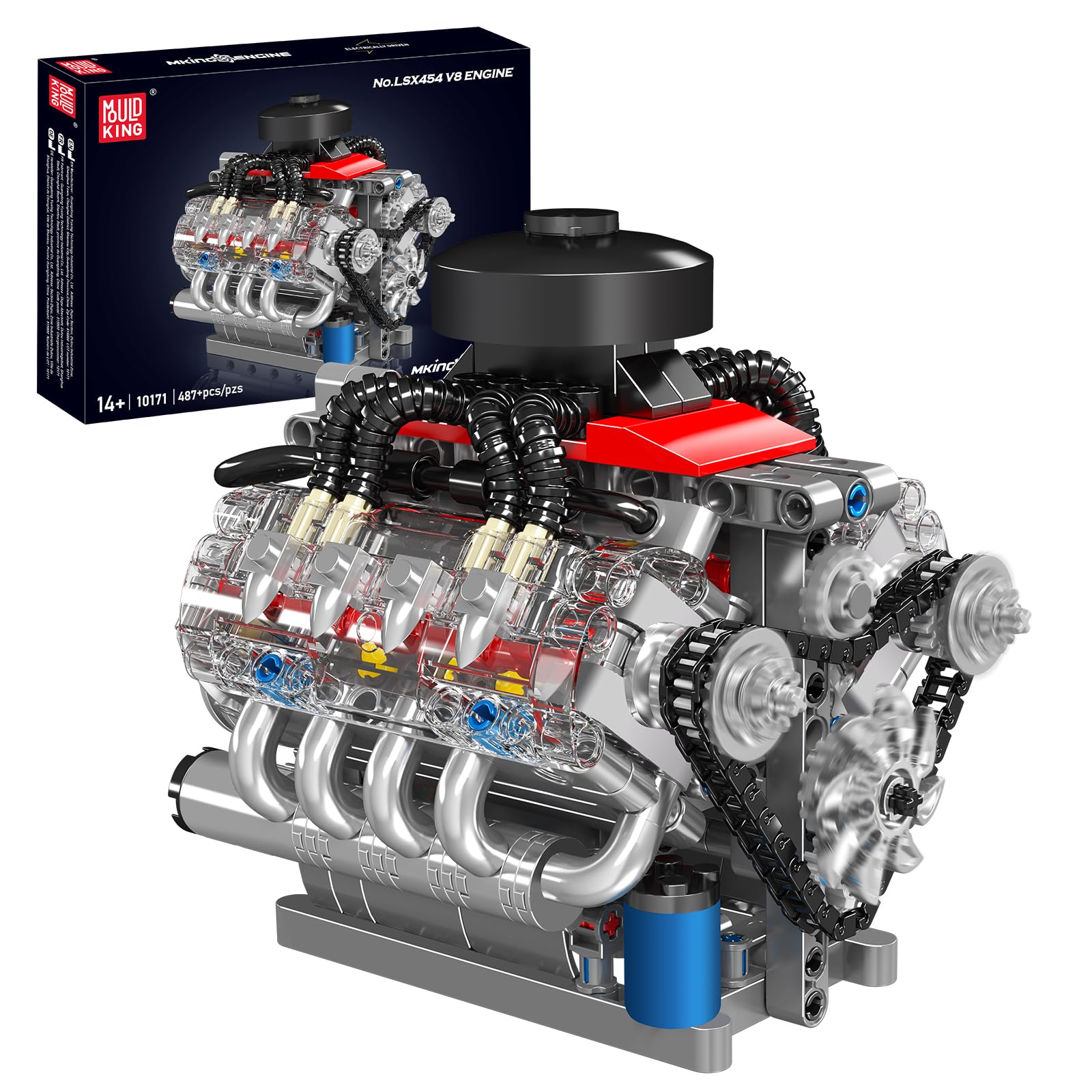 Mould King 10171 V8 engine model overview for enthusiasts and builders