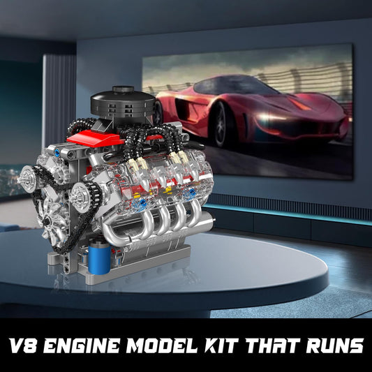 Mould King 10171 V8 engine showing V-shaped layout
