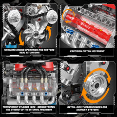 Mould King 10171 V8 piston movement demonstrates engine operation