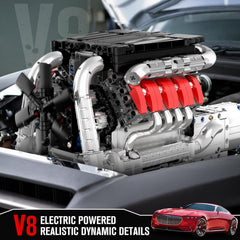 Mould King 10203 V8 engine four-speed transmission demonstrated for learning.
