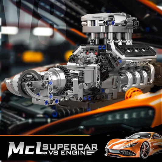 Mould King 10206 V8 engine assembly in progress for curious builders