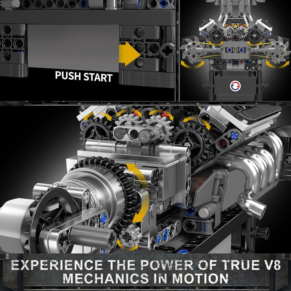 Mould King V8 engine battery compartment view, reinforcing interactive learning