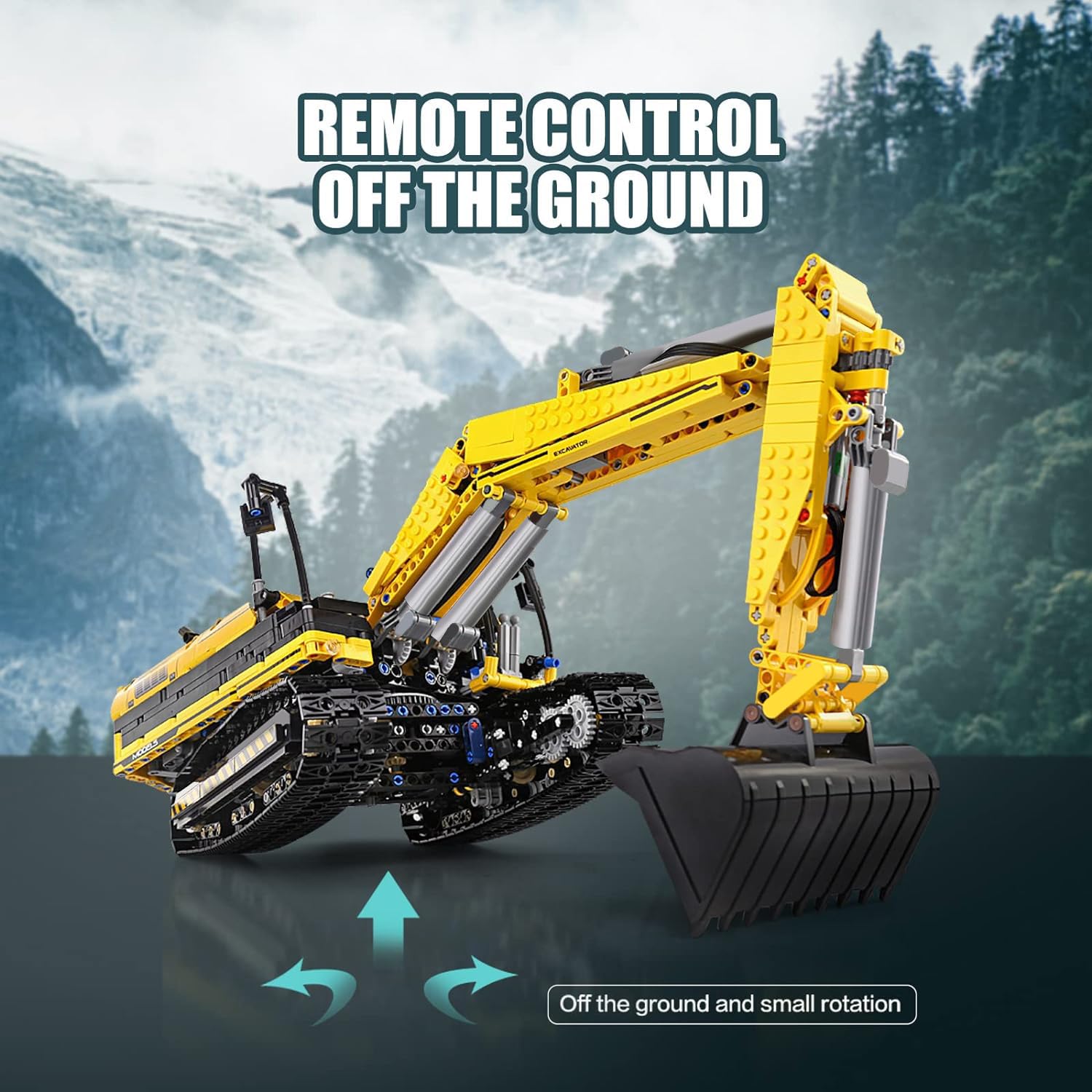 Mould King 13112 RC Excavator shovel action in detail.