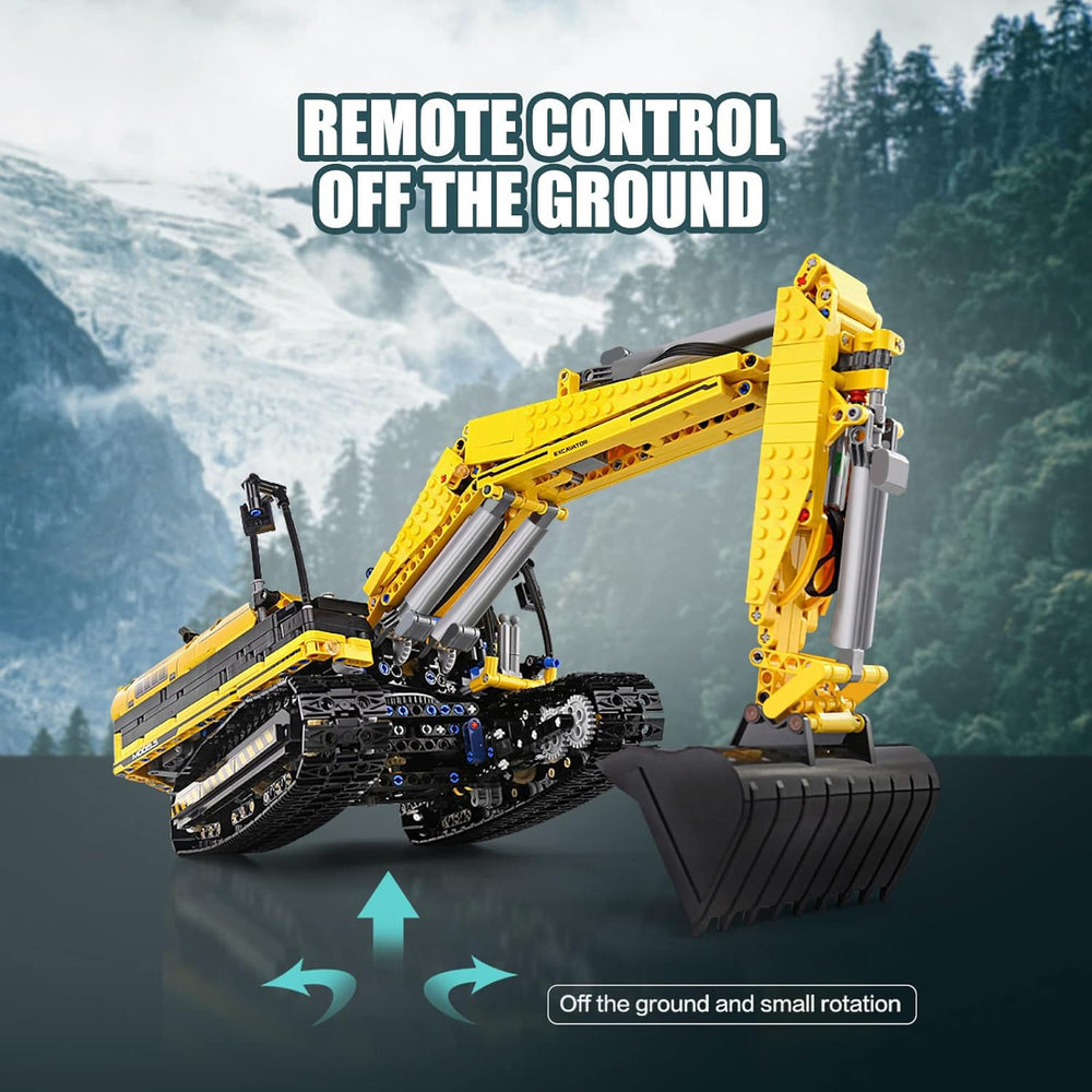 Mould King 13112 RC Excavator shovel action in detail.