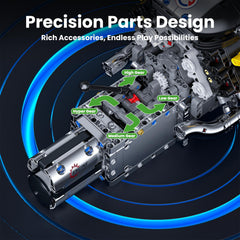 Mould King LB V12 engine crankshaft rotation reveals realistic timing and motion.