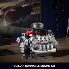 Mould King Mini V8 engine turbocharger-detail showcases authentic scale components for display and learning.