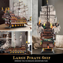 Mould King pirates ship sails and ropes showcase authentic nautical aesthetics.