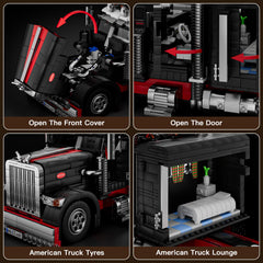 Mould King semi truck doors open reveal moving parts for display
