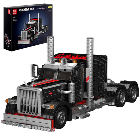 Mould King semi truck model assembly highlights detailed precision for display