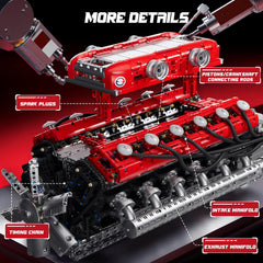 Mould King V12 battery box inside powering the motorized engine.