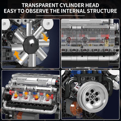 Mould King V8 engine parts made of ABS for safe assembling