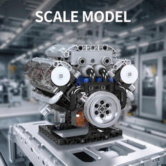 Mould King V8 engine model kit with color instruction sheets for easy build